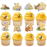 48Pcs Winnie Bear Cupcake Toppers, Classic Bear Themed Decorations For Baby Shower/Birthday 8 Designs