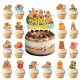 37Pcs Capybara Birthday Decorations, Capybara Theme Cake & Cupcake Decorations, 19 Unique Designs Capybara Cake Topper, Capybara Lovers Party Supplies For Birthday, Baby Shower & Kids Celebration