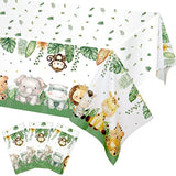 3PCS Jungle Safari Tablecloths (108"x54") for Zoo Birthday & Baby Shower Decor