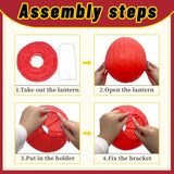 10-Pack 16-Inch Red Paper Lanterns Chinese Lunar New Year 2026 Party Decor