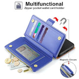 Compatible With Iphone 16 Plus Wallet Case,Rfid Blocking Pu Leather Phone Case Women Men Kickstand Flip Cover Wrist Strap Zipper Credit Card Holder Slots For Apple 16 Plus 6.7",Ultramarine