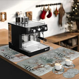 Christmas Winter Dish Drying Mat With 4Pcs Coasters,2Pcs Kitchen Bar Mat Coffee Mat Accessories Fits Under Coffee Maker And Pot,Snowy Pine Tree Deer Cardinal Snowflake Detachable