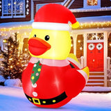 1 Set 5Ft Christmas Inflatables Decoration Outdoor Inflatables Duck With Build-In Leds Lights Giant Blow Up Duck Wear Ch