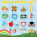 Back To School Photo Booth Props, 16Pcs Back To School Decorations With First Day Of School Bus Photo Booth Frame For Welcome Back To School Themed Decorations, Back To School Party Supplies