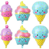 Ice Cream Balloons Sweet Candy Ice Cream Shaped Aluminum Foil Mylar Balloons For Summer Beach Birthday Baby Shower Party Decorations 6Pcs