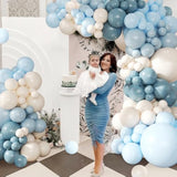 Dusty Blue Balloon Arch Kit 124Pcs Blue And White Balloon Arch Garland Kit Include Macaron Blue Light Blue Sand White Balloons For Baby Shower Bridal Shower Birthday Party Decorations