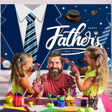 Father's Day Backdrop, Happy Fathers Day Decorations Navy Blue Suit Tie Banner Background for Dad Party, Father's Day Banner for Fathers Day Decorations, 71 x 43 Inch