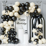 Black And White Balloons Arch Kit, 122Pcs Black And Sand White Balloon Garland Kit For Birthday Wedding Bridal Engagement Bachelorette Party Decorations