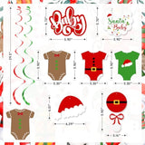 Christmas Santa Baby Hanging Swirls Festive Foil Ceiling Decor for NYE & Shower