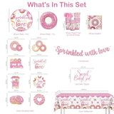 140Pcs Baby Sprinkle Decorations For Girl, Disposable Paper Tableware Includes Pre-Threaded Banner 40 Plates 2 Tablecloths, 20-Pack Tableware Suitable For Sprinkled With Love Baby Shower