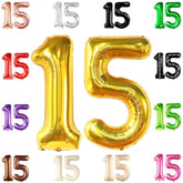 , Big Gold 15 Balloons Number - 40 Inch | Number 15 Balloons, 15Th Bir