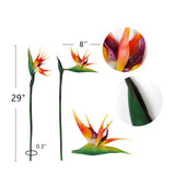 3 Pcs Orange Large Bird Of Paradise 29" Permanent Strelitzia, Imitating Tropical Plants, Soft Rubber Pu Artificial Flowers For Home Office, 0.3" Stem