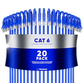 Maximm Cat 6 Ethernet Cable 1.5 Ft, (20-Pack) Cat6 Cable, LAN Cable, Internet