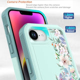 Mint Green and Magnolia Floral Design for iPhone 16e and 17e Cases