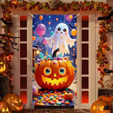 Halloween Door Cover Funny Ghost Trick or Treat Front Porch Banner Cute Home Decoration