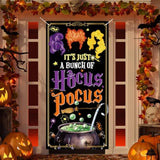 Hocus Pocus Sanderson Sisters Front Door Cover Banner – Spooky Halloween Porch Sign, Home Decorations & Holiday Supplies
