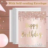 Jumbo Birthday Card With Envelope, Giant Guest Book Happy Birthday Greeting Cards For Girls Women, Large Birthday Card Gifts Decorations Party Supplies, Pink Rose Gold Extra Big Birthday Card Decor(14