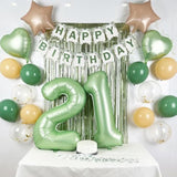 21st Birthday Decorations for Her - Sage Green Party Kit With Banner, Sash, Cake Topper, Olive Green Balloons - Birthday Gifts for Women