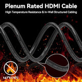 50Ft Plenum Rated Hdmi Cable(Cmp), 8K 48Gbps Fiber Optic Ultra High Speed Long