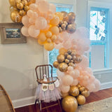 55 Pcs Gold & Beige Balloons: Neutral Sand, Nude, Apricot for Boho Parties