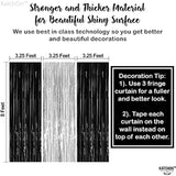 Xtralarge Black And Silver Backdrop - 3.2X8 Feet, Pack Of 3 | Black And Silver Foil Curtain For Black And Silver Party Decorations | Happy New Year Backdrop For Happy New Year Decorations