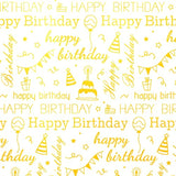 Large Gold Birthday Tissue Paper, 20" X 28", White With Happy Birthday Design For Gift Bags And Party, 30 Sheets