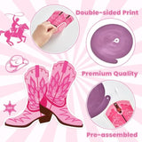 60Pcs Western Cowgirl Themed Party Hanging Swirls Pink Boot Hanging Swirls Decorations Western Cowgirl Boot Banner For Retro Baby Shower Cowboy Birthday Favors Supplies