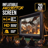 20 ft Outdoor Projector Screen - Supports Front and Rear Projection - Includes Inflation Fan, Tie-Downs and Storage Bag - Inflatable Projector Screen