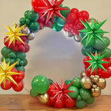Red Green Gold Star Balloons 22-27in Foil Balloons for Party Decorations