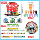 98 Pcs Train Party Favors,Train Print Party Supplies Include Stickers Stamps Keychains Slap Bracelets And Drawstring Bags Party Decorations For Kids Traintheme Birthday Supplies (A-Train)