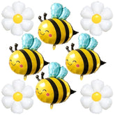8Pcs Cute Bee Balloon Arch Kits, Sweet Bee Balloons And Daisy Flower Balloons, For Spring Animal Themes, Birthdays, Baby Showers, Outdoor Wedding Party Decorations(Flower Cannot Float With Helium)