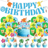 Birthday Party Decoration Set For Moanna - Moanna Cake Topper, Hawaii Tropical Sandy Beach Birthday Party Supplies, Includes Banner Balloon Cake Decoration