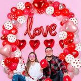 Valentines Day Balloon Arch Garland Kit, 140Pcs Red Pink Rose Red Balloons With 18" 10" 5" Heart Balloons For Valentine'S Day Party Anniversary Wedding Mother'S Day Party Decorations