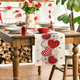 Heart-Shaped Buttons Valentine'S Table Runner, Seasonal Kitchen Dining Table Decoration For Indoor Home Party 13X72 Inch