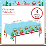 Christmas Party Supplies - Christmas Santa-Themed Disposable Tablecloth - Includes 3 Pack Of 54X108Inch Waterproof Plastic Table Covers - Perfect Merry Christmas Party Decorations