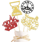 12 Pcs Gold Black Happy New Year Centerpiece Sticks Hello 2026 Goodbye 2025