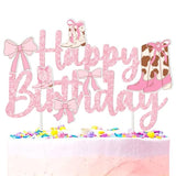 Cowgirls Boots Bows Cake Topper Coquette Cowgirl Birthday Cake Decorations Glitter Pink Cowgirls Boots Cake Picks Western Cowgirl Bow Birthday Party Supplies For Boots And Bows Baby Shower Decor