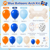 135Pcs Blue Balloon Garland Arch Kit, Diy Blue Orange Nude White Dog Bone Paw Print Balloons For Theme Baby Shower Anniversary Birthday Party Decorations