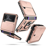 Samsung Galaxy Z Flip 4 Case Built in Slide Camera Lens Cover+Hinge Protection