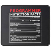 Programmer Nutritional Facts Mouse Pad Funny Coding Nerd - Geek Gift For It Support, Computer Science Engineer - Software Developer Mouse Mat 9.5 Inch