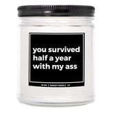 You Nique Designs 6 Month Anniversary Present - 9Oz Candle Gifts For Monthly Anniversaries - 6 Month Anniversary Candle For Boyfriend, Girlfriend - 6 Months Gift Ideas (Mahogany Teakwood)
