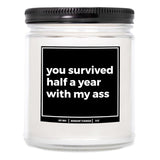 You Nique Designs 6 Month Anniversary Present - 9Oz Candle Gifts For Monthly Anniversaries - 6 Month Anniversary Candle For Boyfriend, Girlfriend - 6 Months Gift Ideas (Mahogany Teakwood)