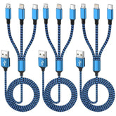 Multi Charging Cable(3Pack 4Ft), 3 In 1 Charging Cable For Multiple Devices, Usb-A Multi Charger Cord With Type-C, Micro Usb And Ip Port For Iphone 16/15/14/13/Ipad/Android/Tablets And More