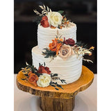 3Pcs Pre-Made Cake Topper Cake Decorating Flowers For Cake Decor Boho Burnt Orange Fall Cake Flowers For Wedding Baptism Birthday Party Bridal Baby Shower