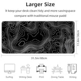 Gaming Mouse Pad Large Topographic Contour Extended Big Desk Pad Mat Large Computer Keyboard Mouse Mat 31.5X11.8Mousepad With Nonslip Base And Stitched Edge Desk Mat For Home Office Work