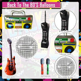 80S Party Decorations 90S Theme Birthday Party Decorations 80S Party Supplies With Back To The 80'S Backdrop Tablecloth Happy Birthday Bannner Radio Boombox And Mobile Phone Balloon Arch Kit