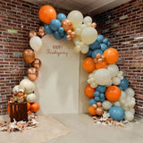 Fall Thanksgiving Balloon Arch Kit: Orange, Blue & Gold Boho Decor