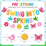 Swing Into Spring Banner School Classroom Spring Party Decorations For Student Children Teacher Celebrating Happy Spring Party Supplies