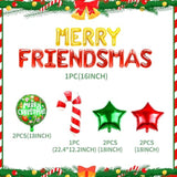 11 Pcs Merry Friendsmas Party Decorations Merry Friendsmas Banner Balloons Friends-Themed Christmas Party Garland Bunting Decorations Supplies
