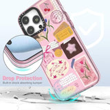 Case For Iphone 16 Pro, Cute Pink Art Collage Print Kawaii Design Girly Aesthetic Cartoon Pattern For Women Girls Teens Soft Tpu Phone Case,6.3"